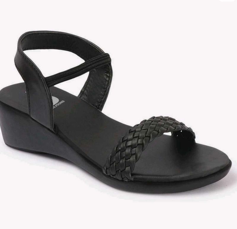 Black Wedge Heel Sandals
