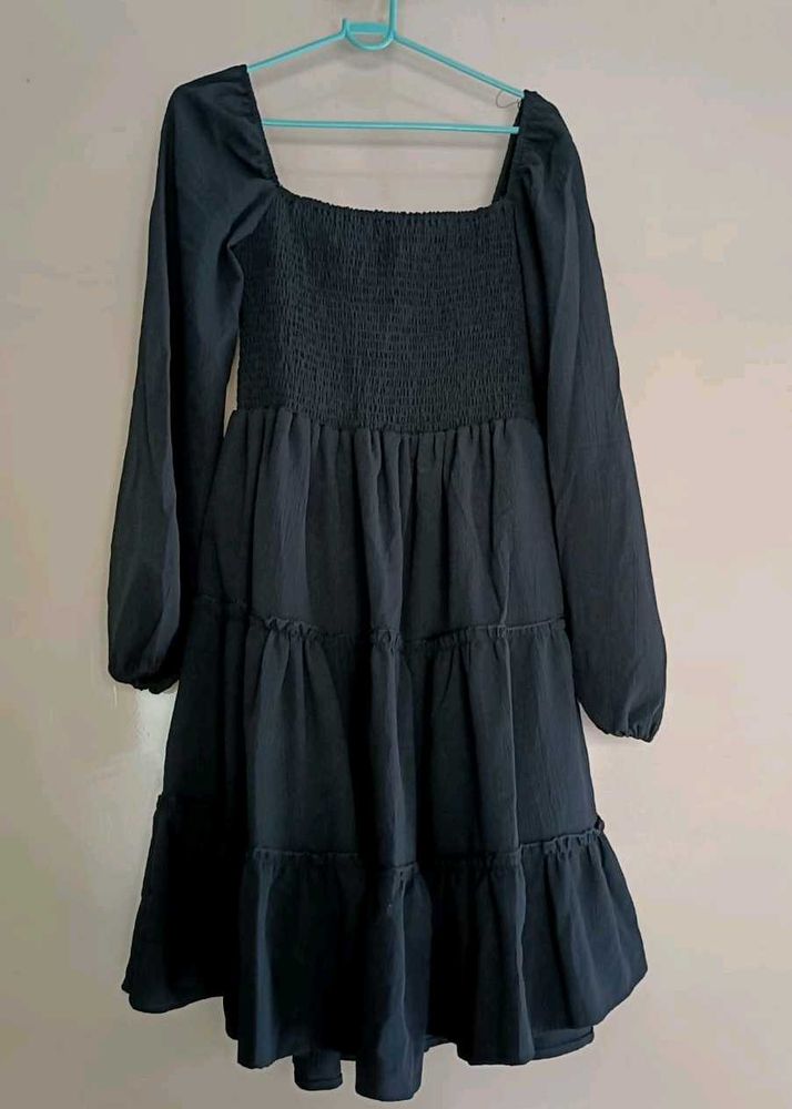 Tiered Mini Dress Black