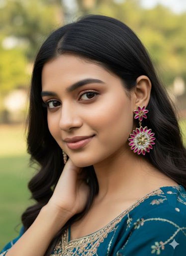 Pink Flower Earrings