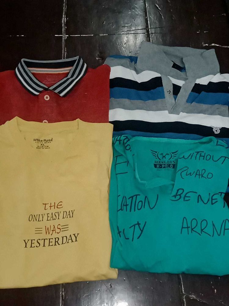 Combo of 4 Cotton Men's T-Shirt Bundle