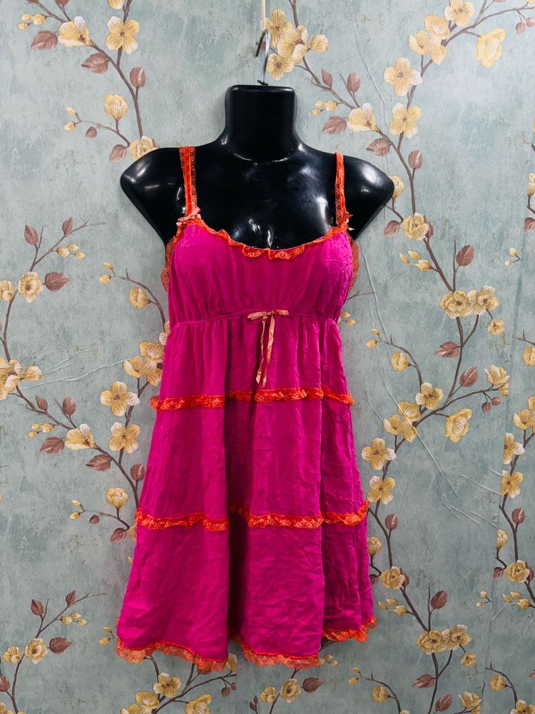 Women pink Ruffled Dress