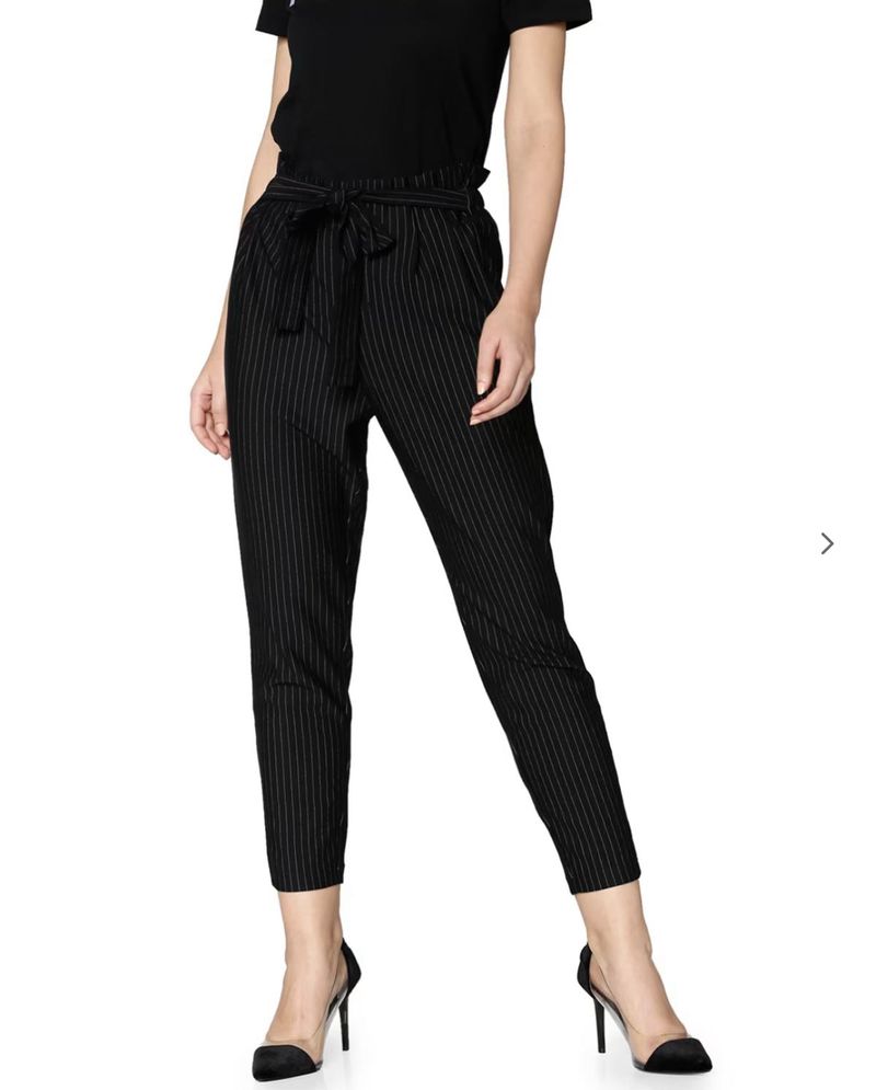 ONLY Striped Pants with Waist Tie-Up 🖤