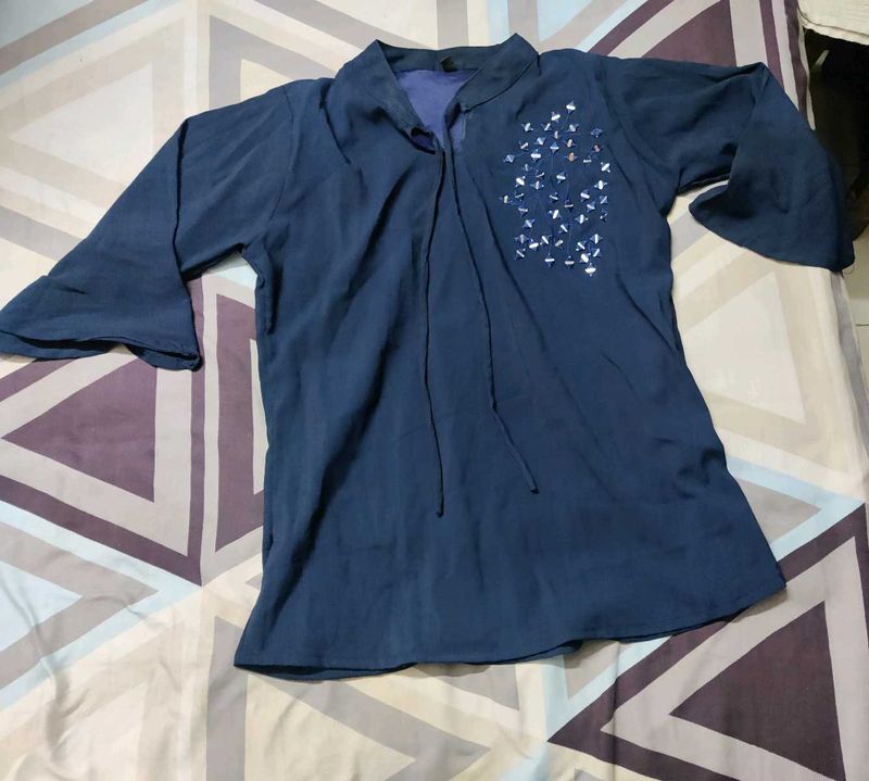 Blue Embellished Top
