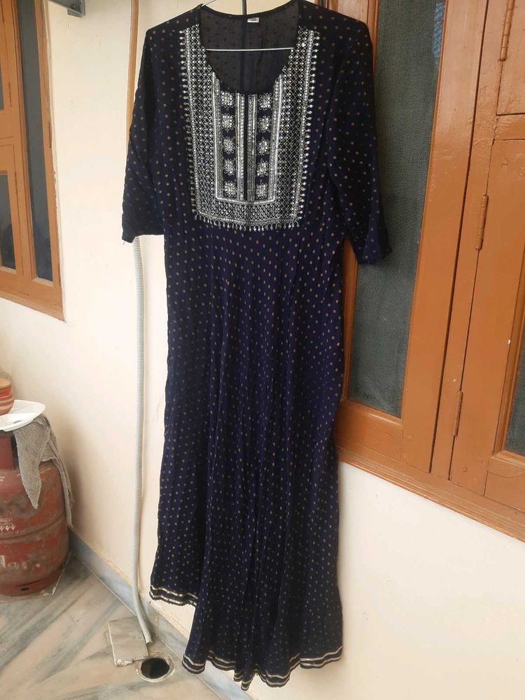 Festive navy blue sequin anarkali 💕