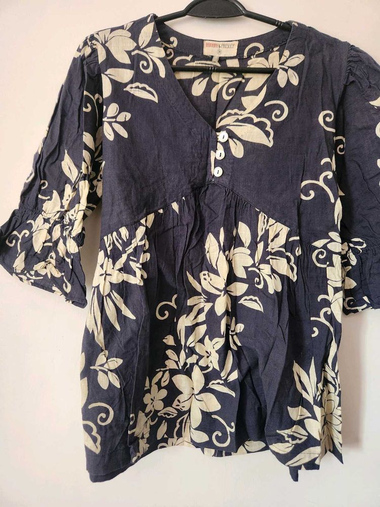 Alia Cut Indigo Top