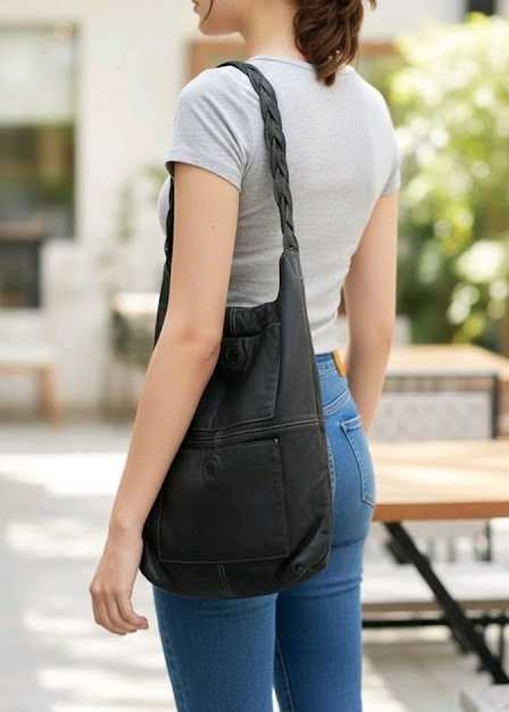 Imported leather tote bag