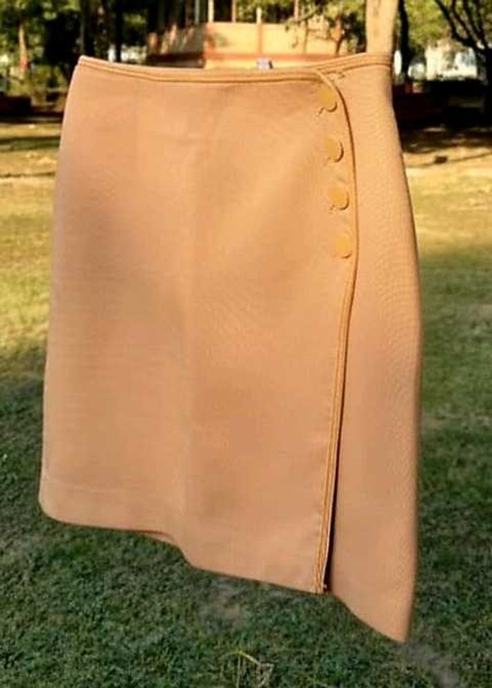 Women’s Beige Button Detail Wrap style Mini Skirt