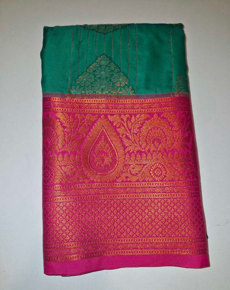 Elegant Green &amp; Pink  Boarder Saree
