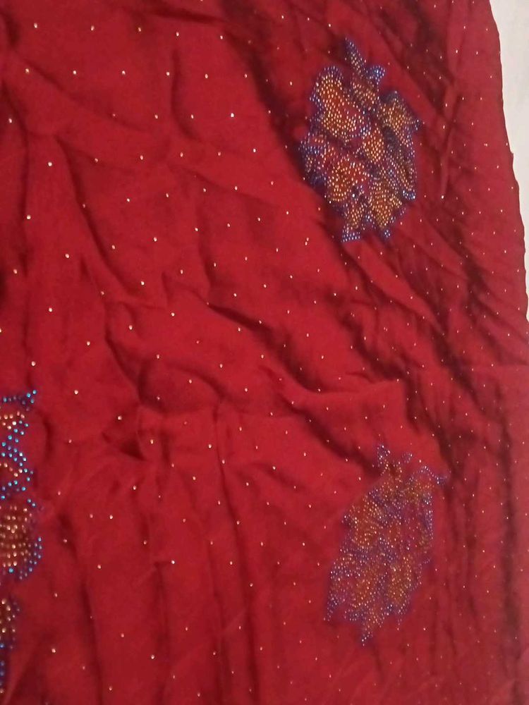 Excellent stone work saree with blouse