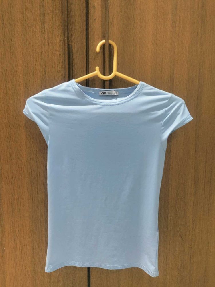 Zara Blue Slim-Fit Tee