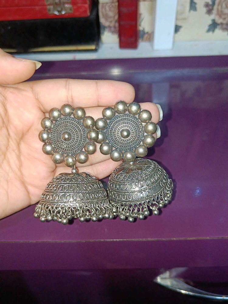 Oxidized Jhumka Earrings