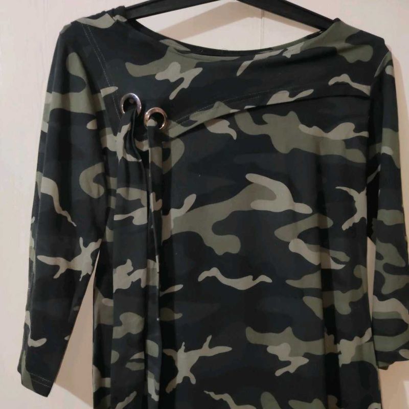 Stylish Military Print Top