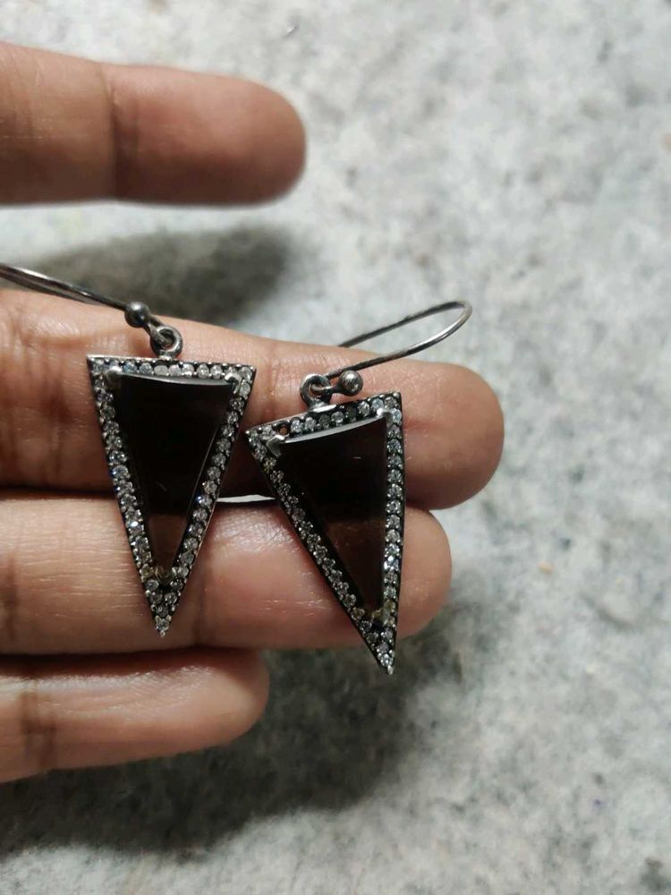 92.5 Smoky Topaz And CZs Earrings