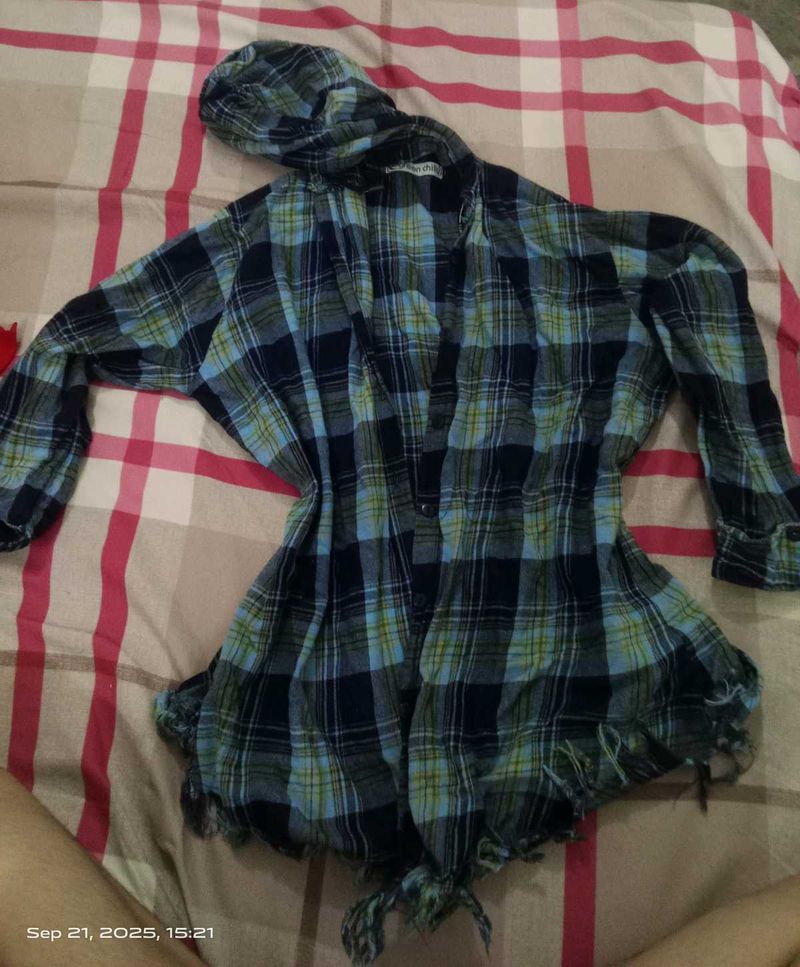 Hooded Blue Plaid Flannel