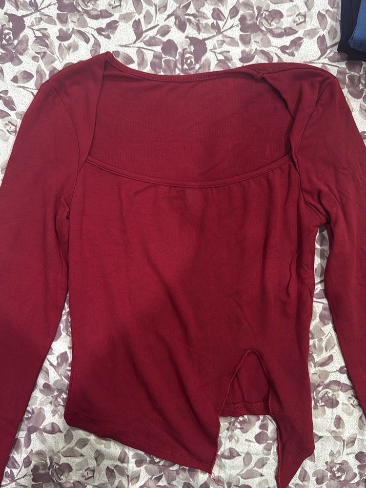 Burgundy Long Sleeve Top