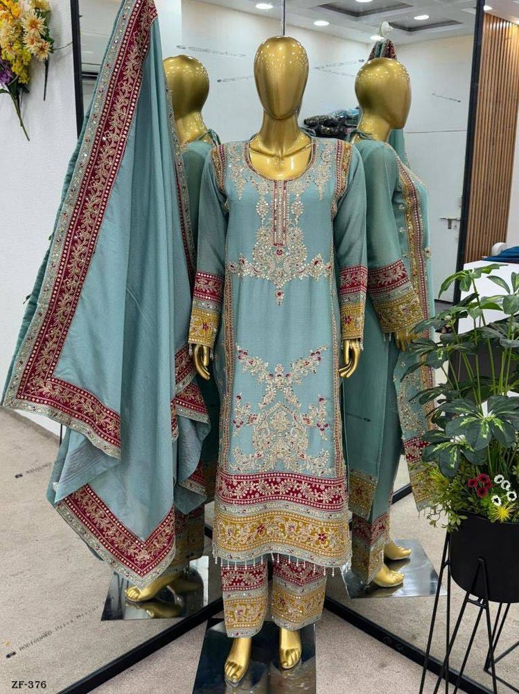 Elegant Blue Embroidered Shalwar Kameez