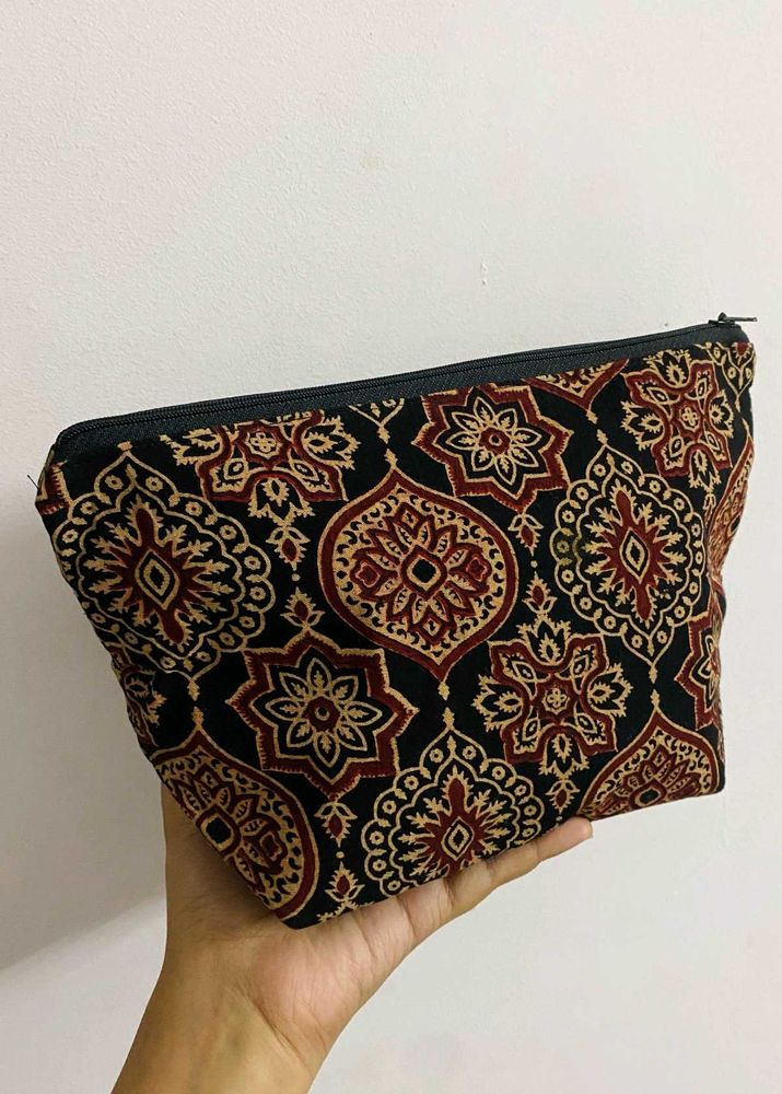 Ajrakh printed Makeup Bag/ Skincare Bag