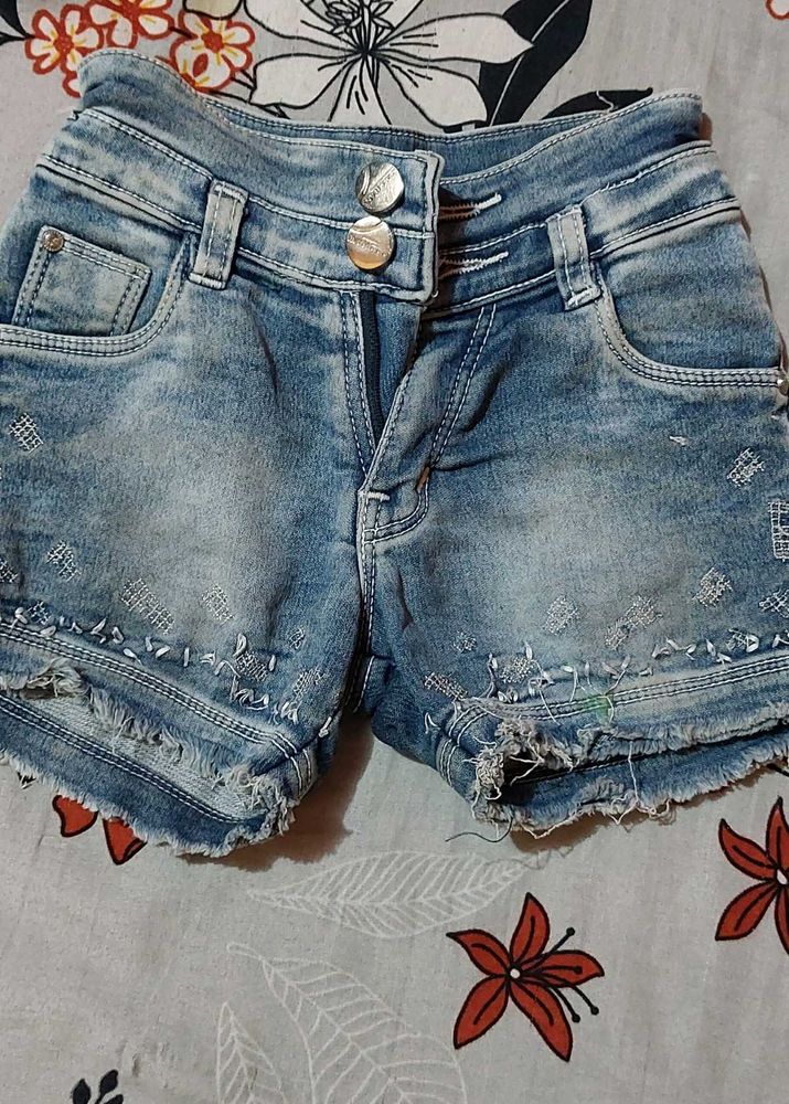 Distressed Denim Shorts