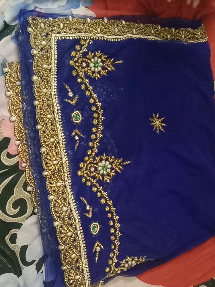 Heavy Designer Net Saree Royal Blue