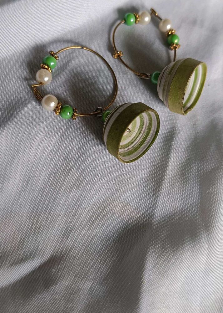 Cute Grean And White Combination Earing