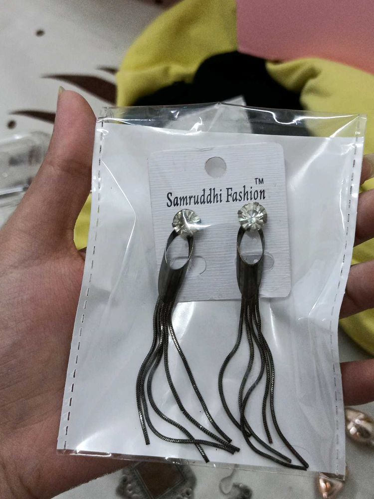 Black Tassel Drop Earrings