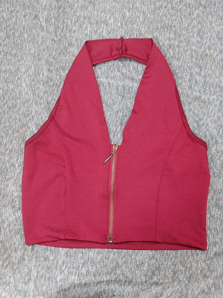 Red Halter Crop Top
