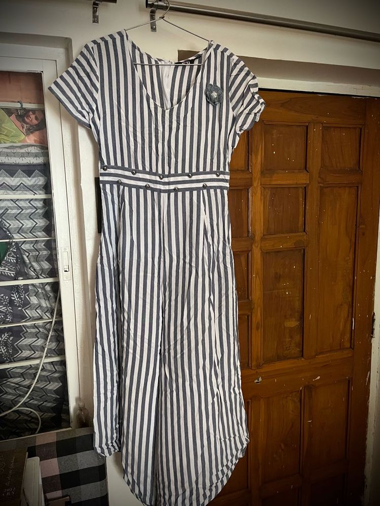 Monochrome Stripe Jumpsuit