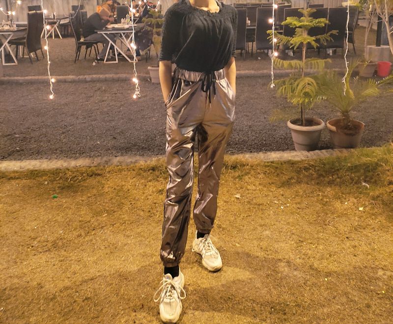 Copper Metallic Joggers For Women Party Wear