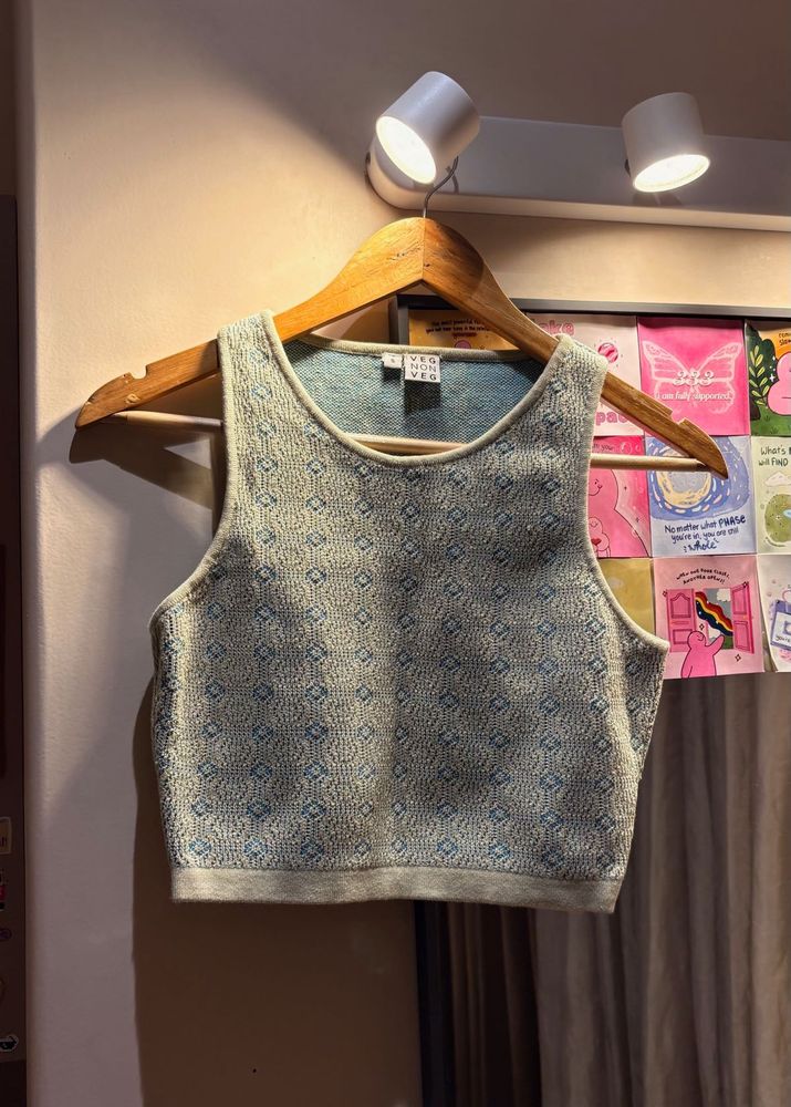 Vegnonveg Knit Mint Green Crop Vest