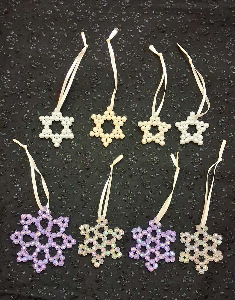 Beaded Star Ornaments - Set of 8