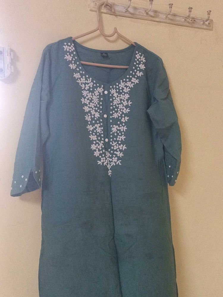 Green Embroidered Kurti