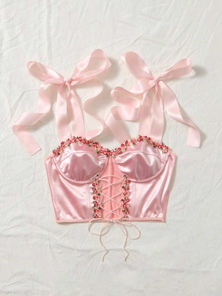 Pink Floral Detail Corset