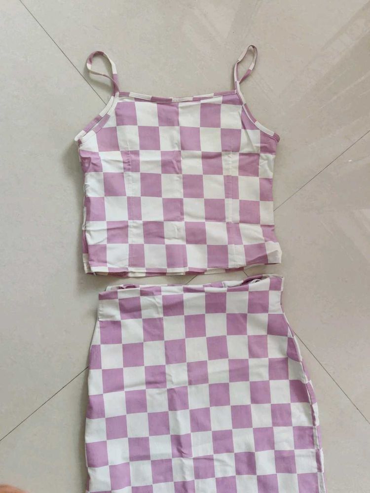 Checkered Cami &amp; Skirt Set
