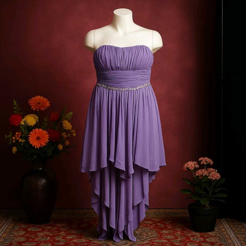 Purple Strapless Dress