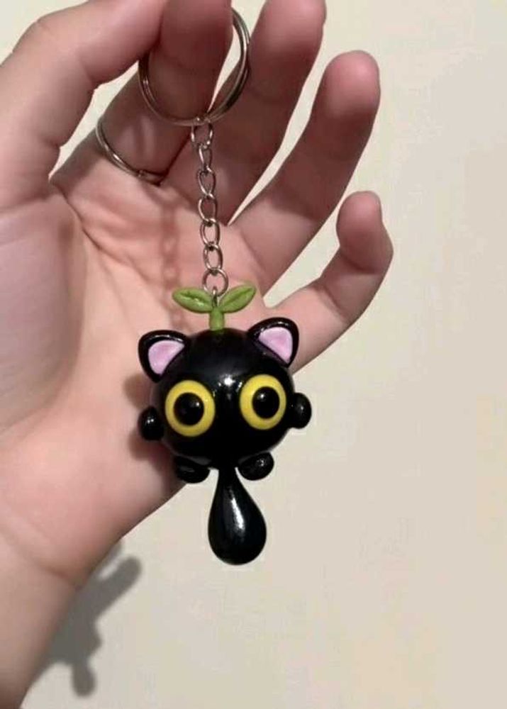 Cute Black Kitty Keychain 🖤