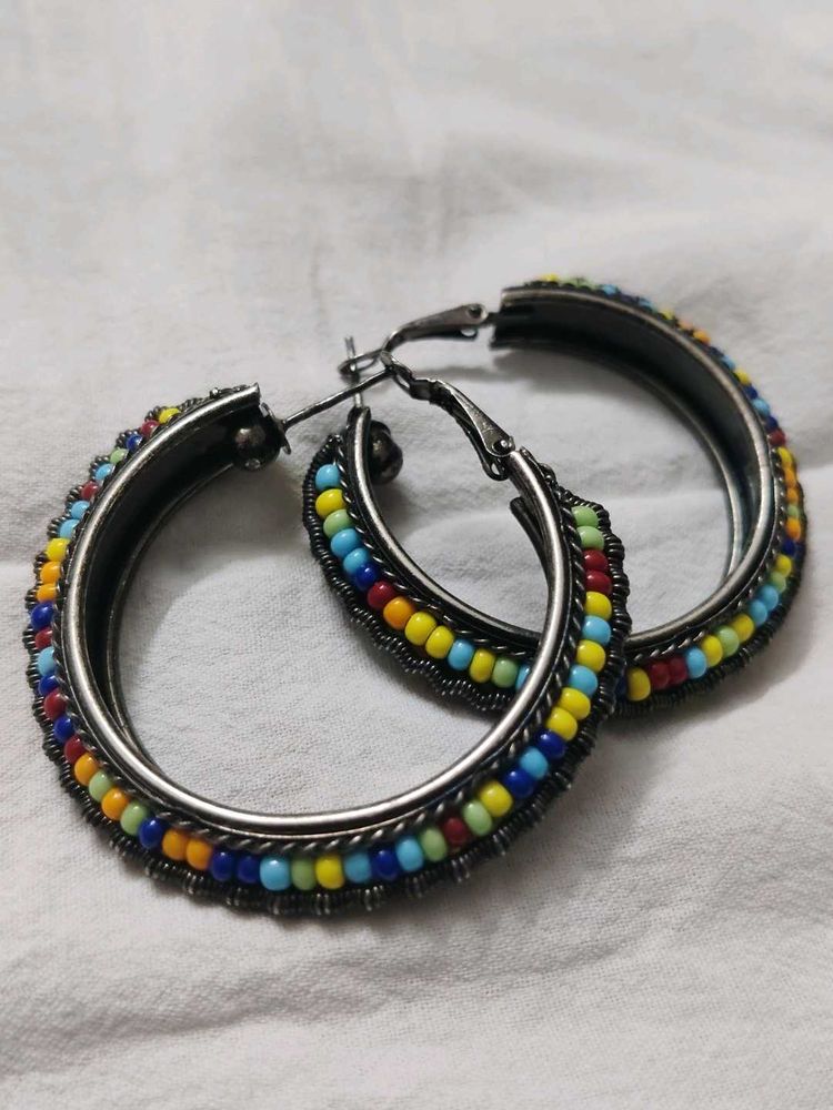 Beaded Hoop Earrings