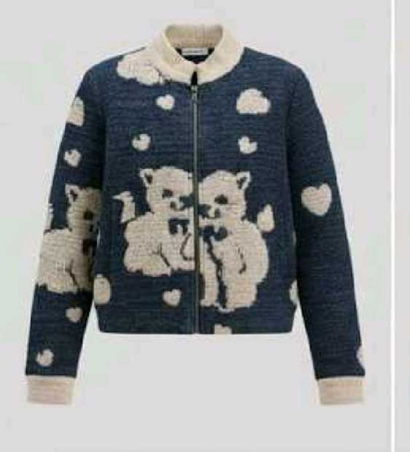 Cute Teddy Bear Knit Jacket