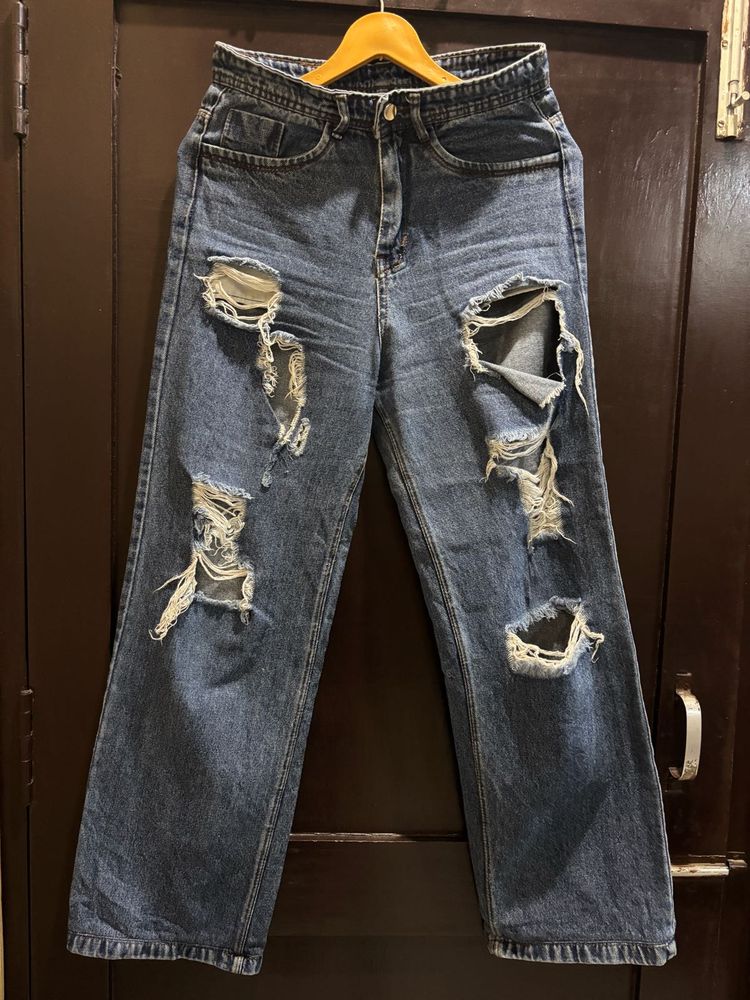 Ripped Wide Leg Jeans