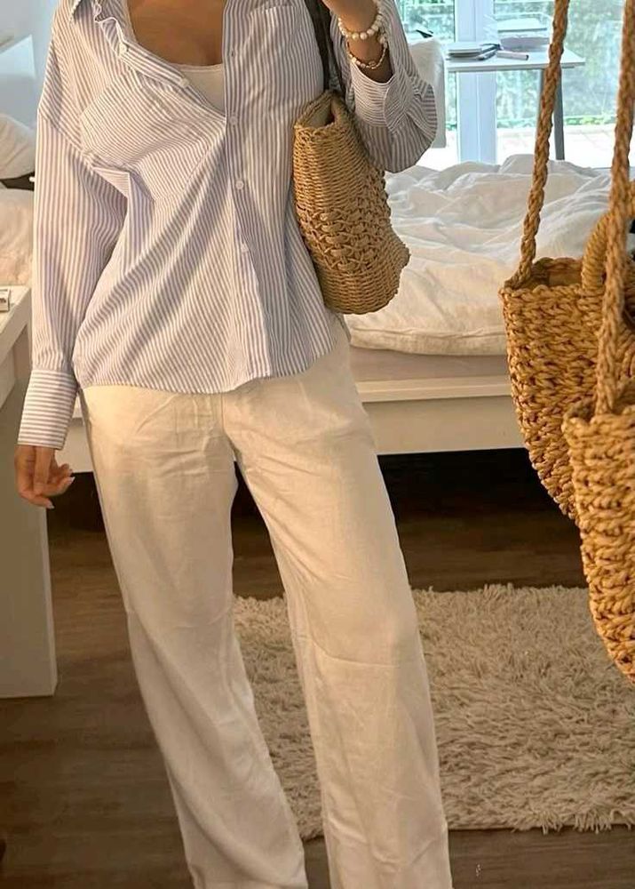 Non Transparent Linen Trouser