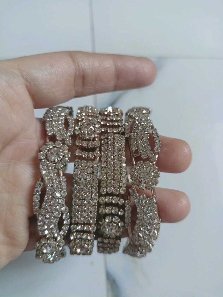 Sparkling Zirconia Bracelets( kangan) kada set