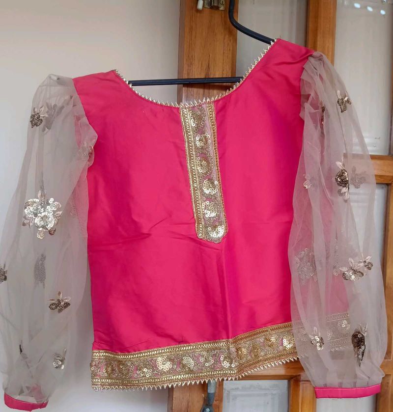 Pink Embellished Readymade Blouse/top