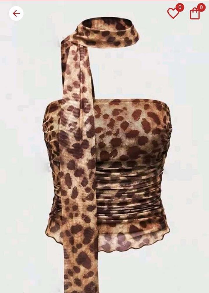 Y2k Animal Leopard Print Tube Top With Scarf