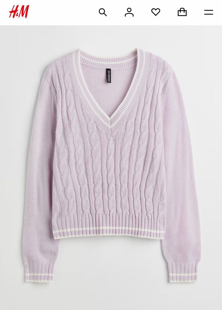H&amp;M Lavender Cable Knit Sweater
