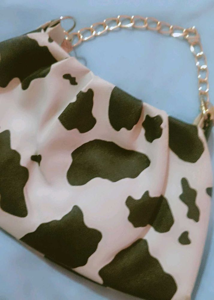 Cow Print Chain Handle Bag