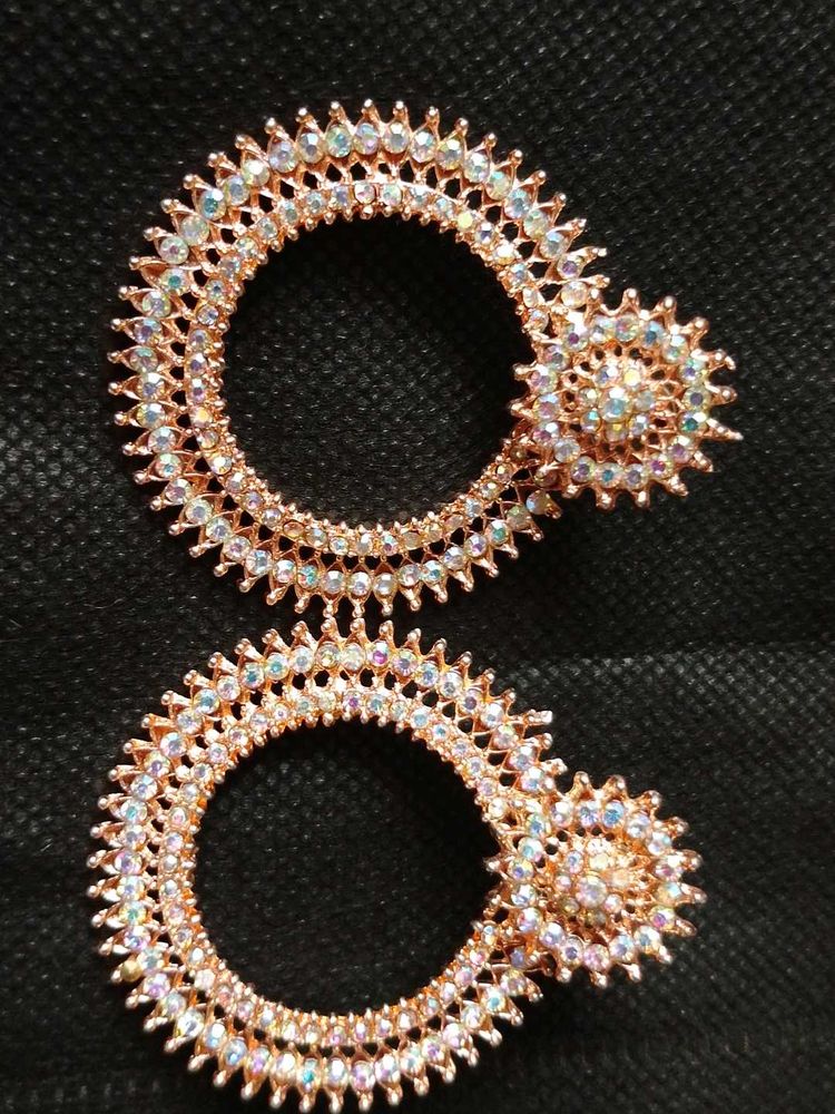Rose Gold Rhinestone Circle Earrings