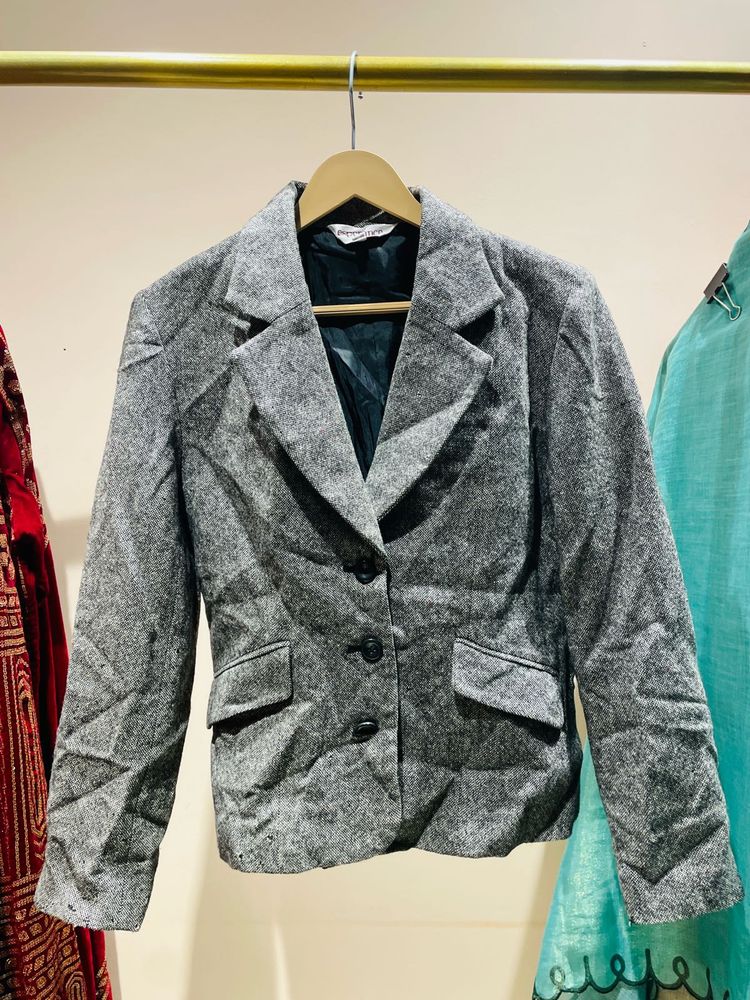 Grey Textured Blazer