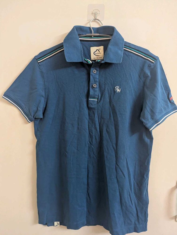 Ring Horses Blue Polo Shirt - Size Medium