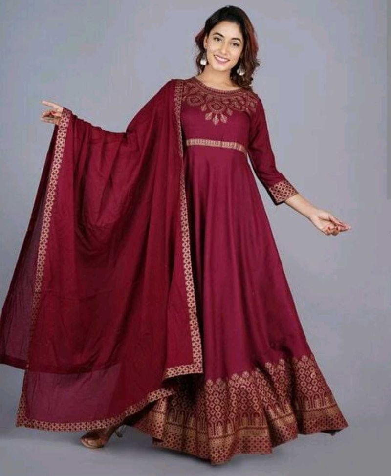 Floral Print Anarkali Kurta Set