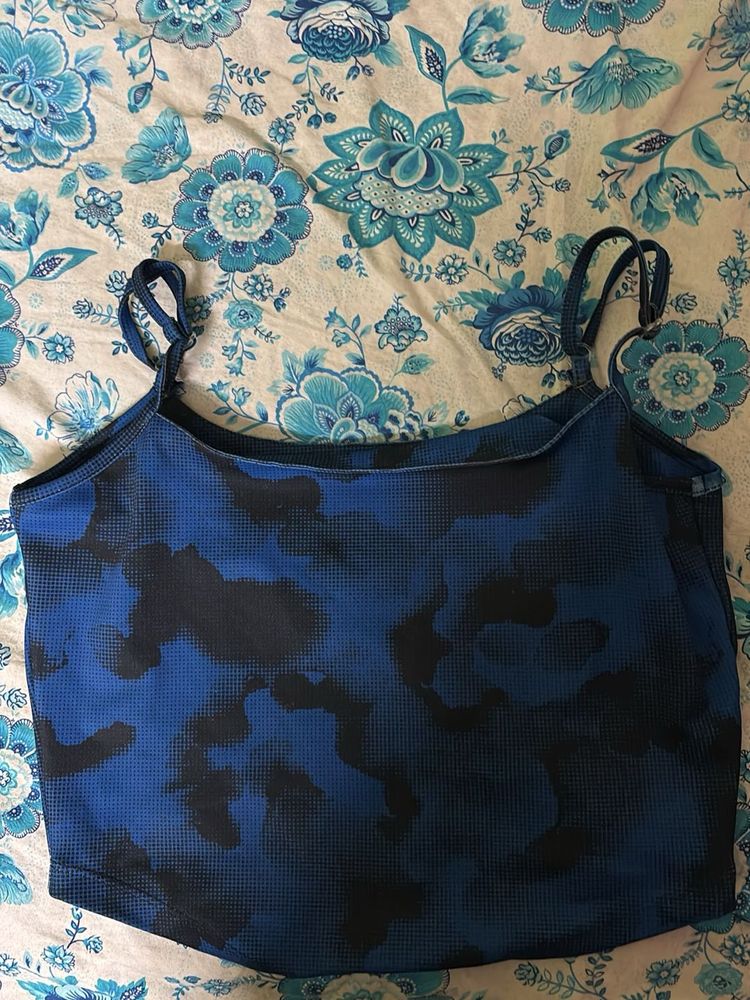 DressBerry Navy Blue Sleeveless Crop Top | Polyest