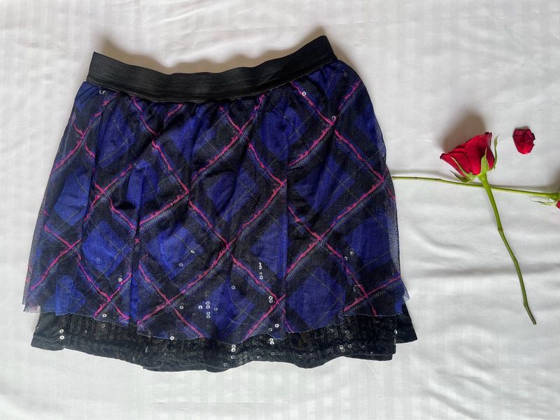 Chic Black &amp; Blue Net Skirt with Boy Shorts- Party